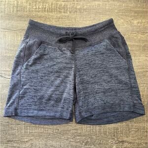 Athleta Heathered Blue Downplay Shortie with Drawstring Waist and Pockets, XS